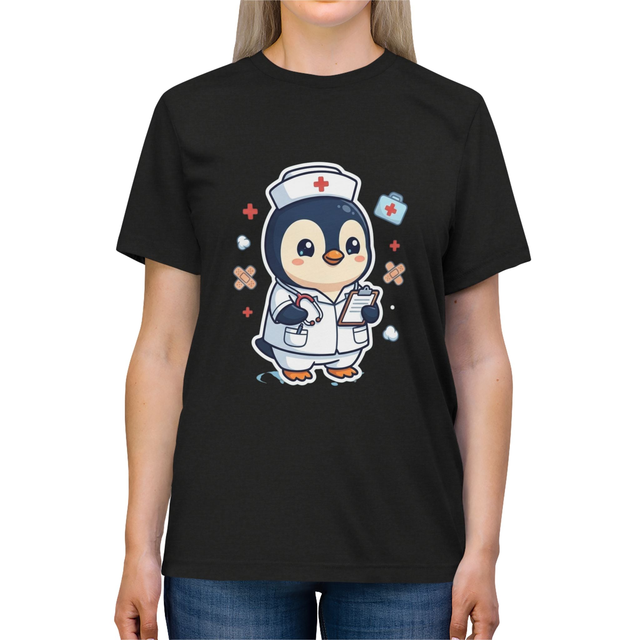 Cute Nurse Penguin Unisex High Quality Tee Shirt